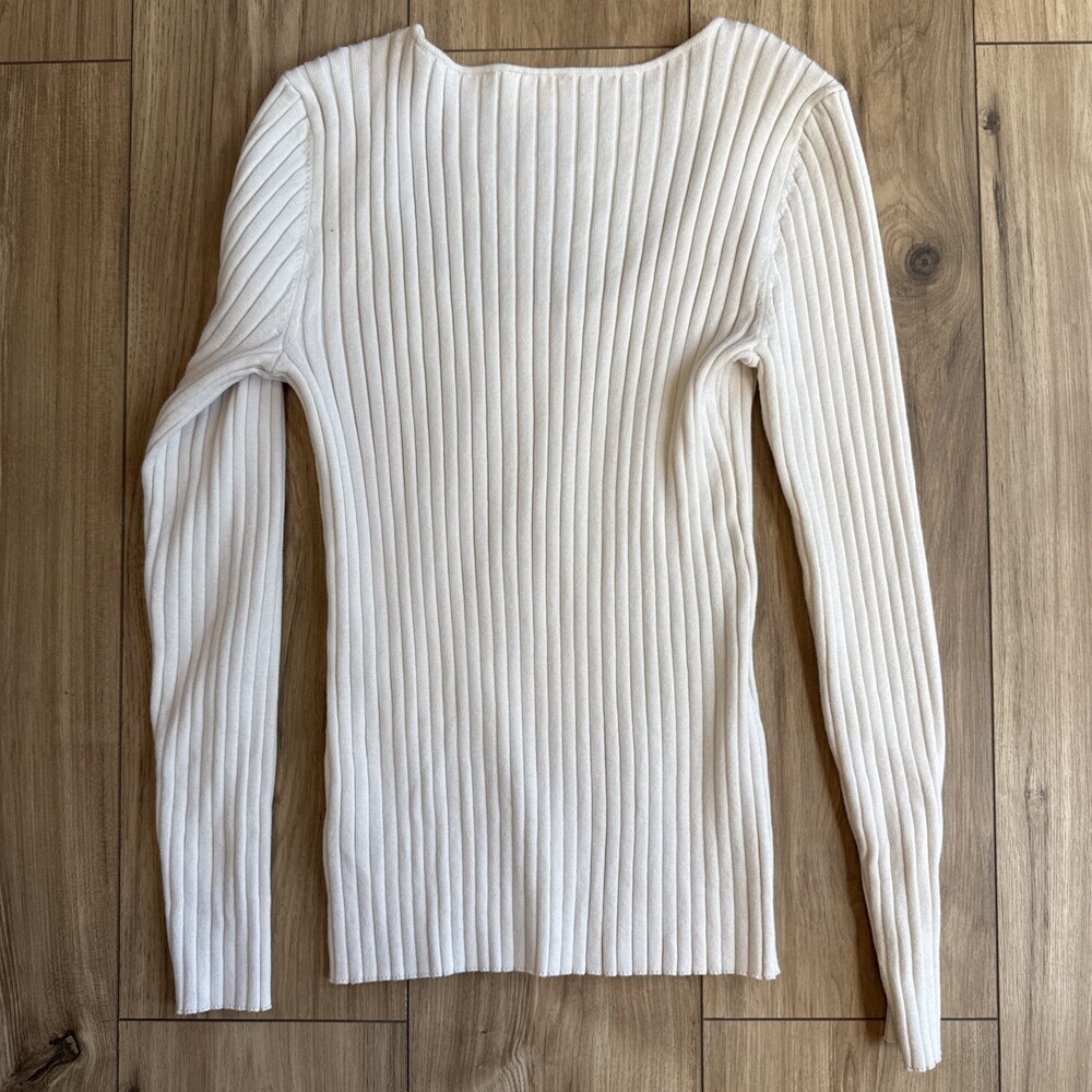 Cyrus Women's Ivory Sweater Scoop Neck Size Medium Preppy Classic Minimalist - Picture 6 of 8